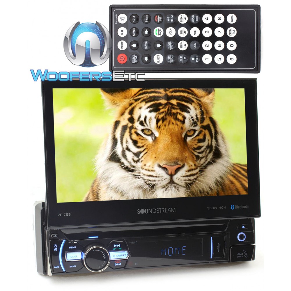 Soundstream VR-75B In-Dash 1-DIN 7" LCD Screen DVD Receiver with Bluetooth
