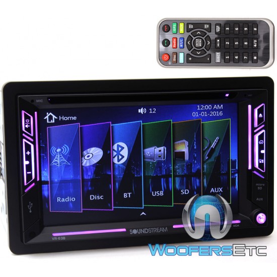 Soundstream VR-63B In-Dash 2-DIN 6.2" Touchscreen DVD Receiver with Bluetooth