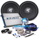 3pkg - Pair of HFX12D4 12" Subwoofer + ZG-1200.1D Monoblock Amplifier + AKK44 Amplifier Kit